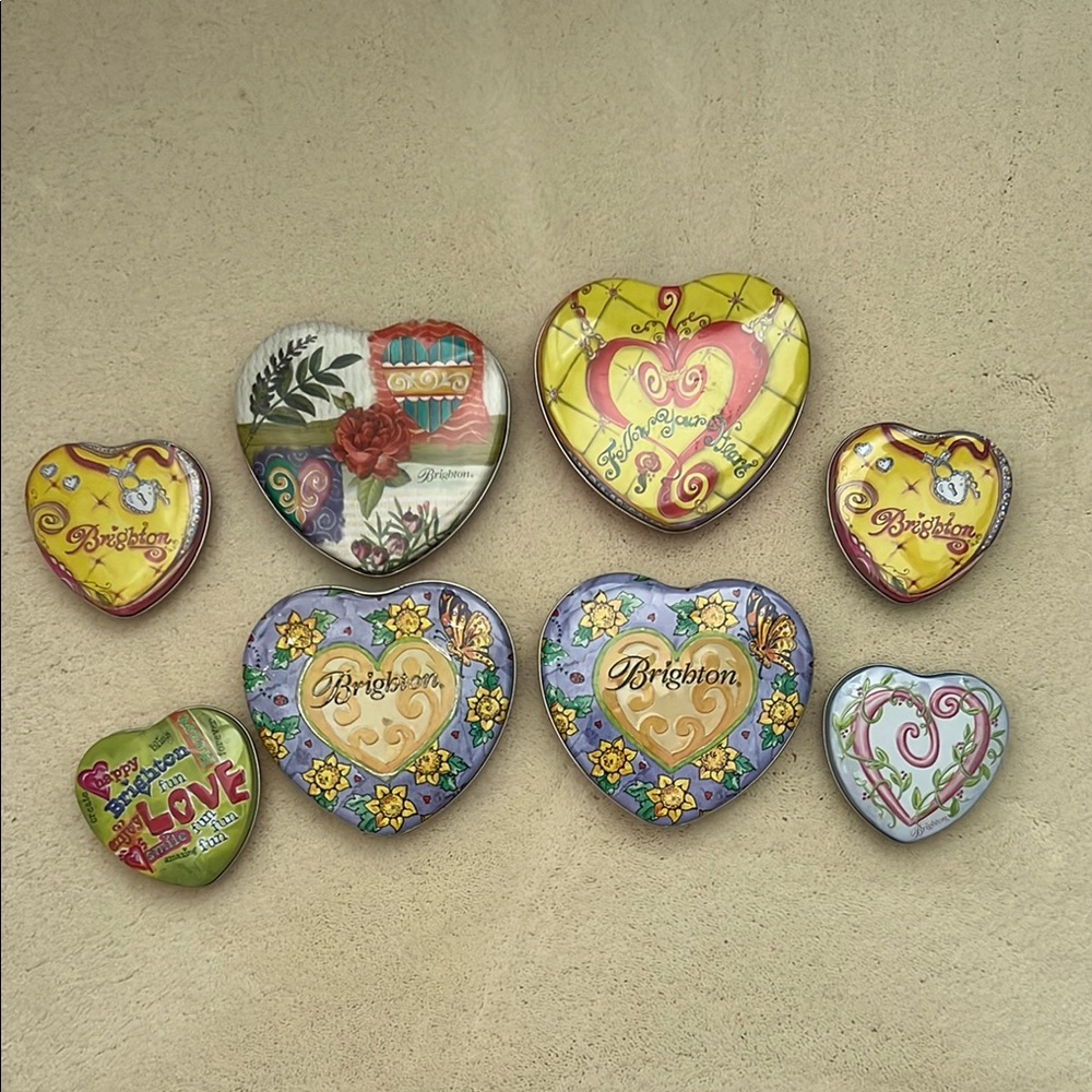 Brighton Colorful Heart-Shaped Empty Tins - Set of 8